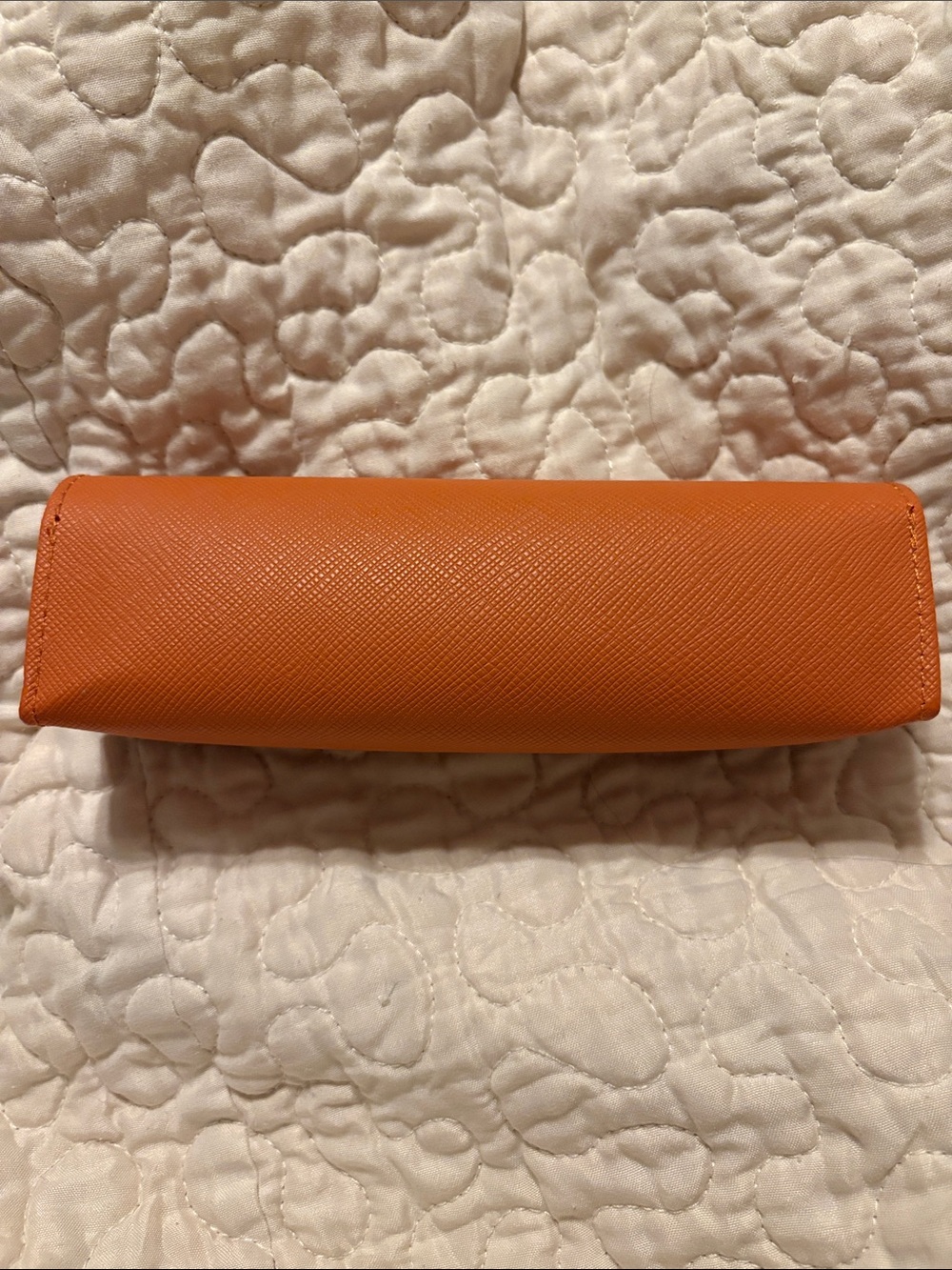 Tory Burch Orange Saffiano Leather Eyewear Case with Gold Logo - Picture 2 of 3